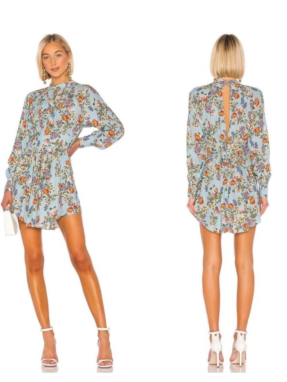 Marissa Webb Periwinkle Winnie Print English Bouquet Mini Dress Size Large
